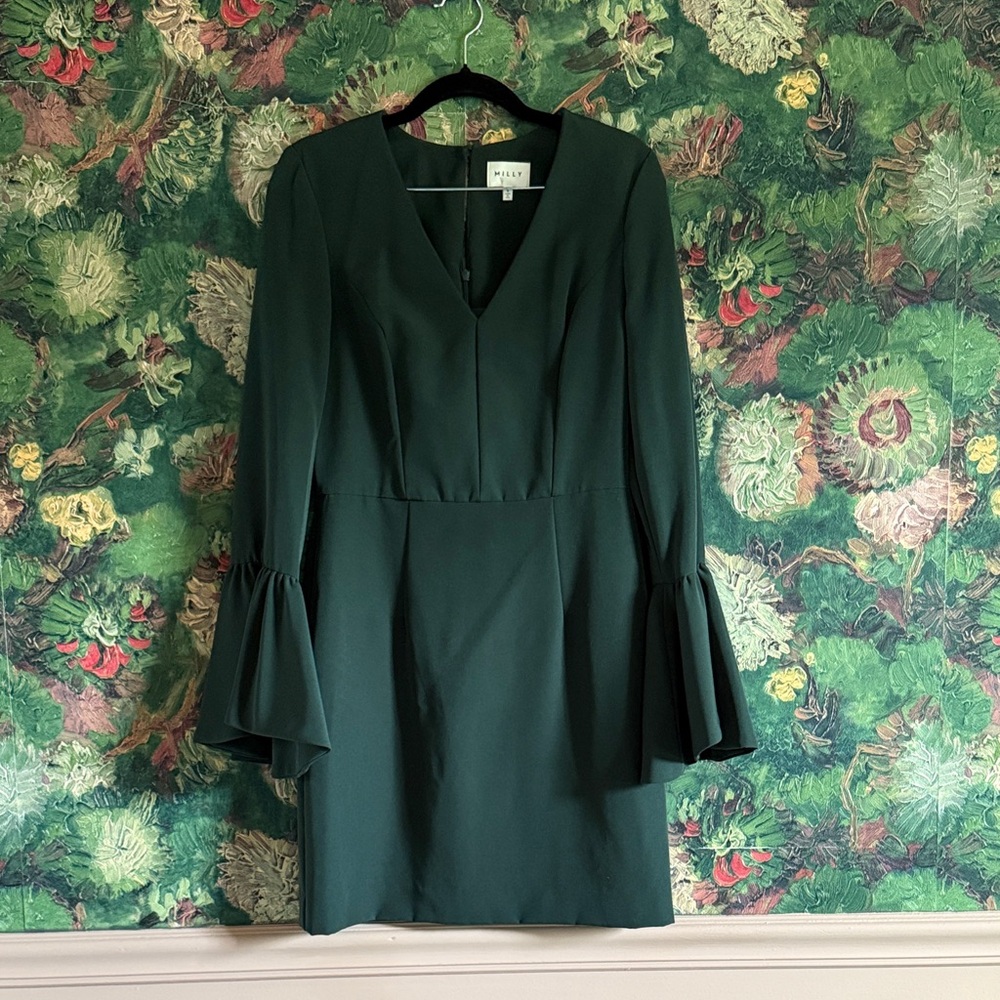 Milly Forest Green Long Sleeve Dress